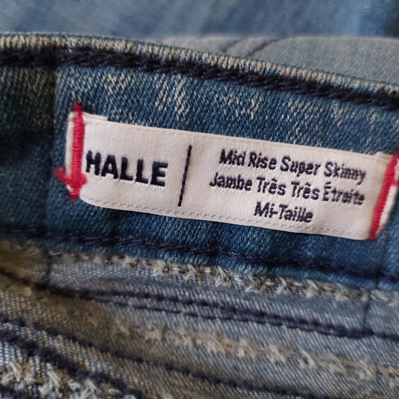 True Religion Halle Mid Rise Super Skinny Distressed Embroidered Jeans - Picture 10 of 11